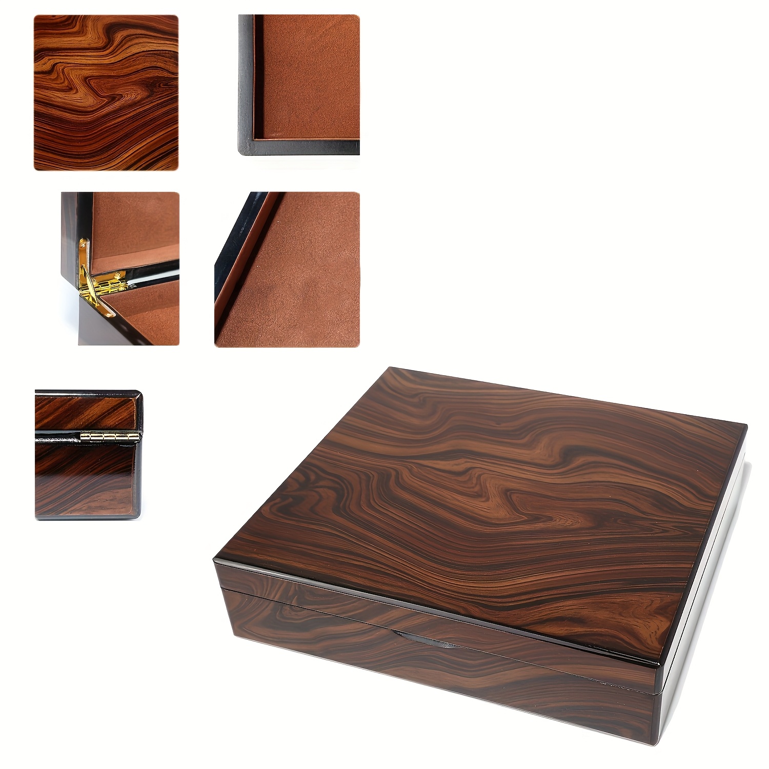 Vintage Jewelry Box with Wood Lid